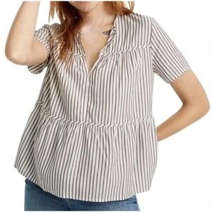Madewell Seamed Tiered Popover Top in Dunfield Stripe